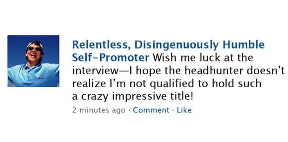 Photo of a guy on Facebook sharing a status