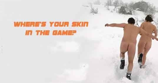 men running naked in the snow