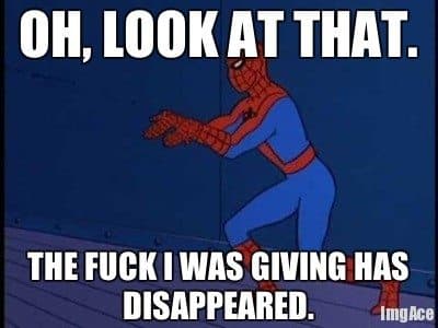 zero fucks spiderman