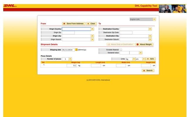 screenshot DHL shipping feature