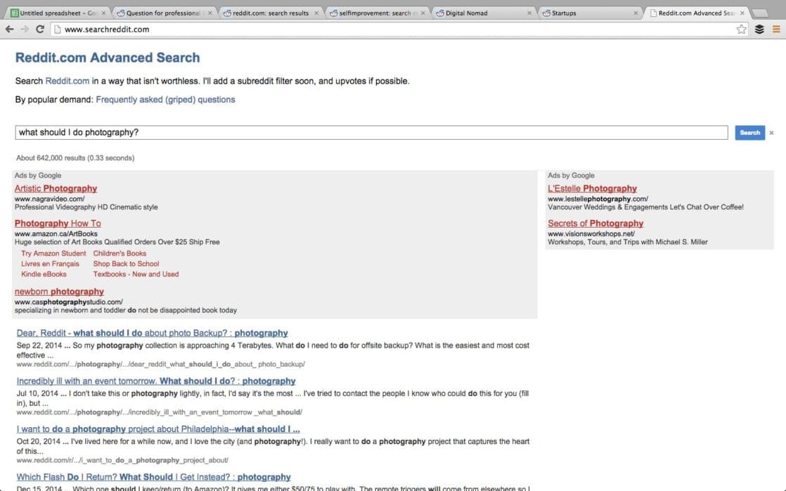 reddit advanced search sample