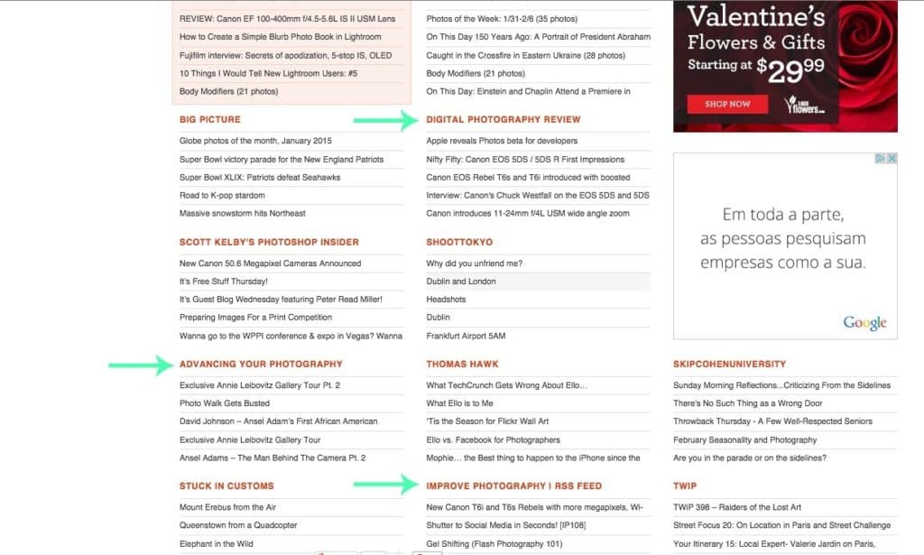 screenshot of alltop search engine for blogs
