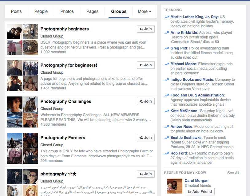 photography groups facebook groups screenshot