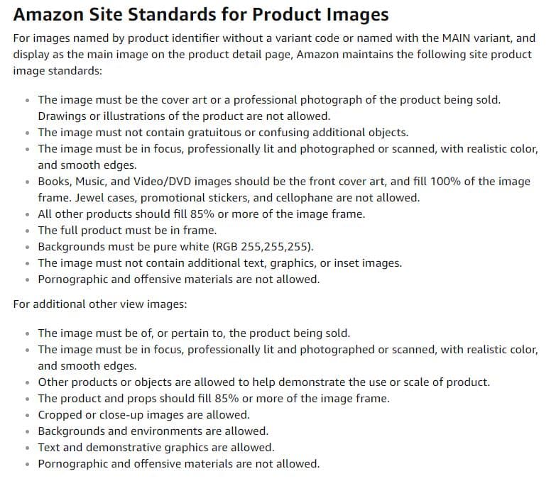 Amazon site standards