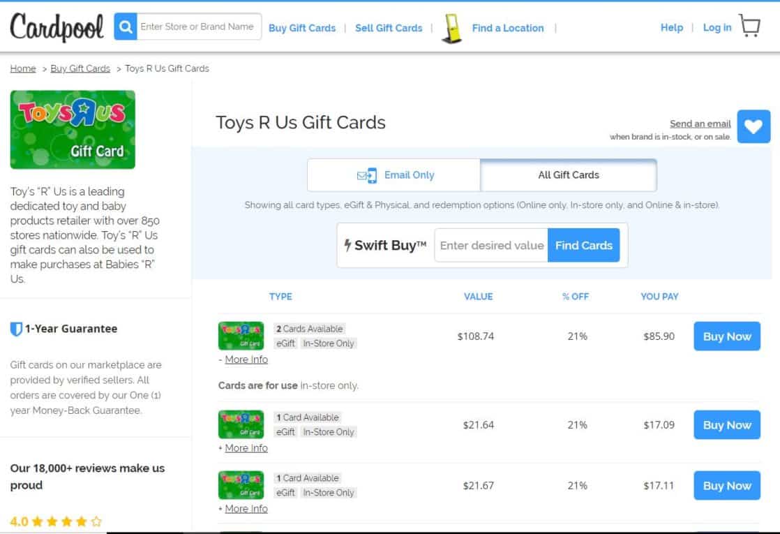 Cards for Retail Arbitrage