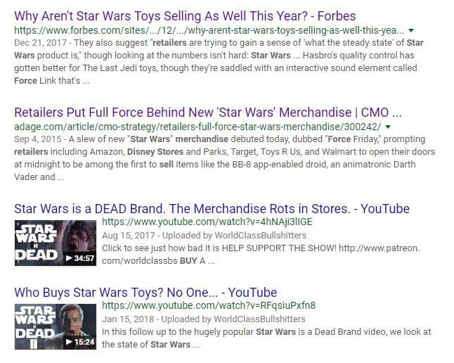what the internet says about starwars toys