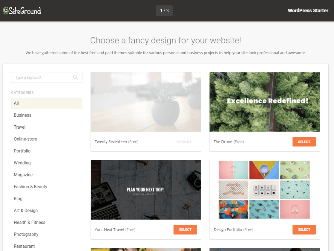 Choosing a free theme to start your first blog