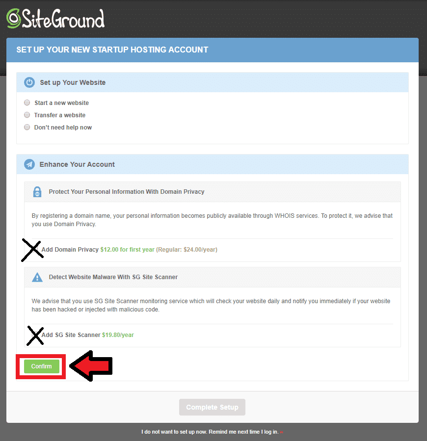 Setting up hosting account