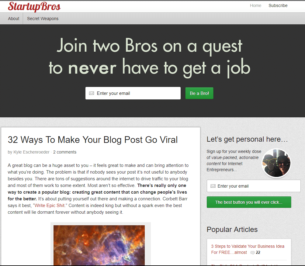 Startupbros Website 2012