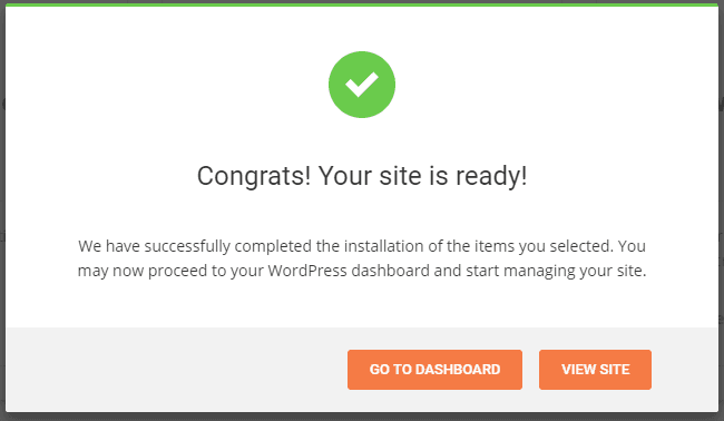 Your first blog is ready to view screen