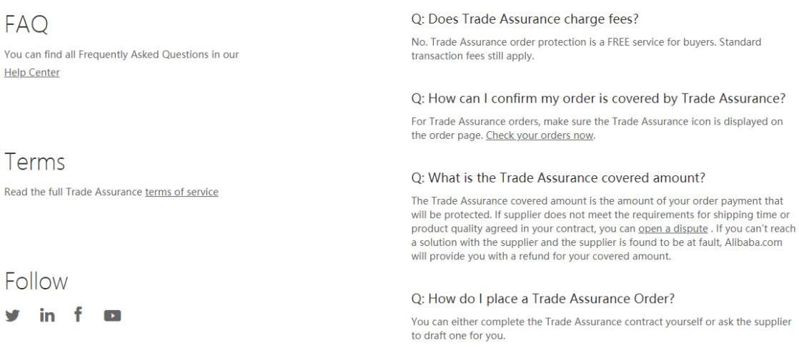 Alibaba Trade Assurance Frequently Asked Questions