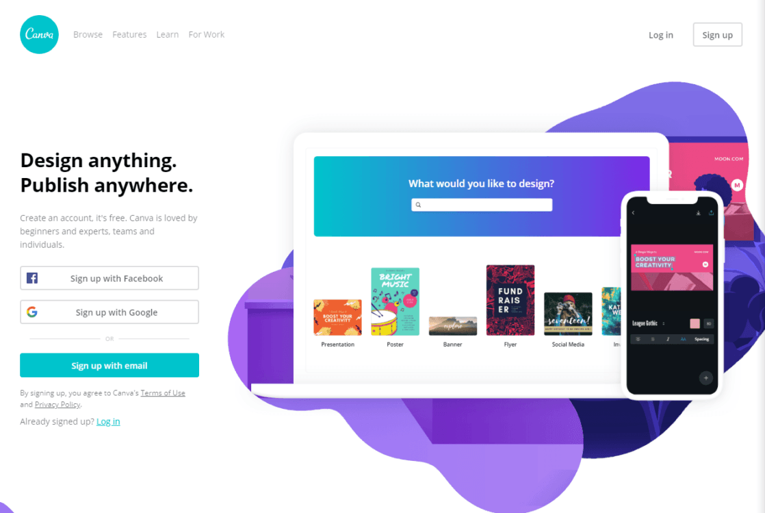 Canva Homepage
