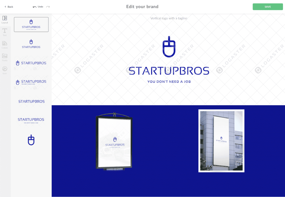 Logaster - Edit your logo and branding before paying