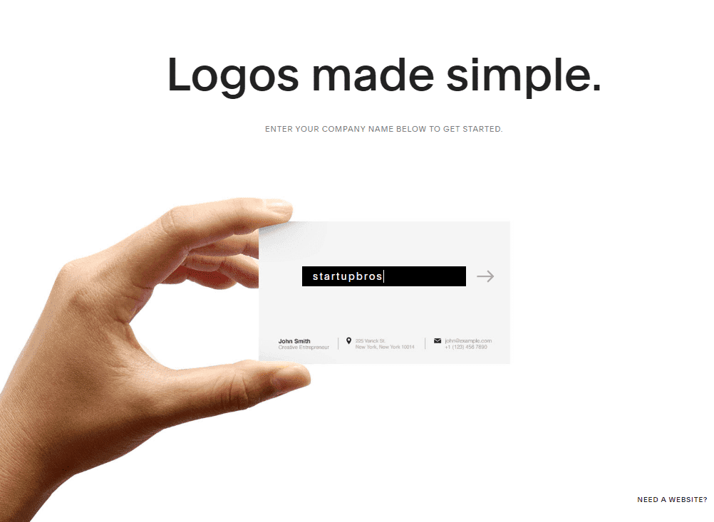 Squarespace Logo Maker Home Screen