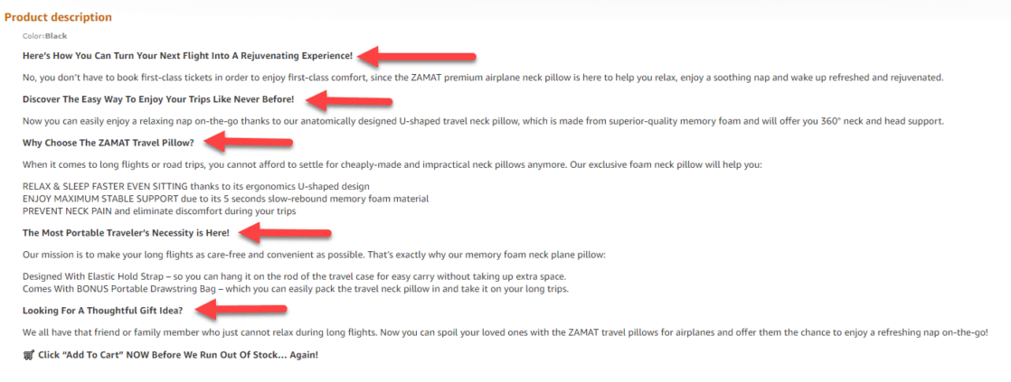 Neck pillow unique product description