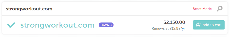 Preium domain prices from namecheap