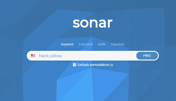 Sonar free amazon keyword research tool home screen