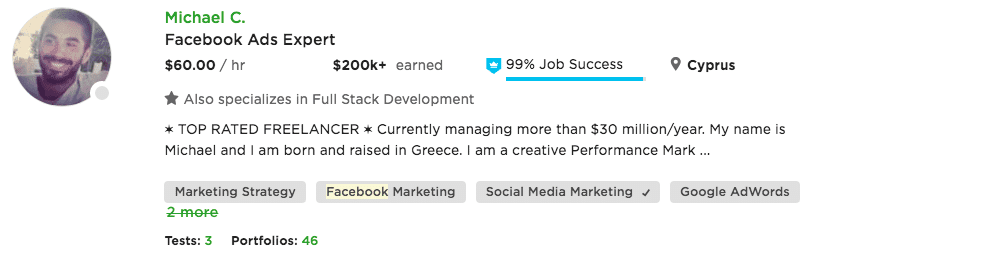 Facebook Advertiser on Upwork