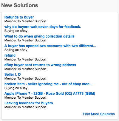 New Solutions on eBay Community Forum