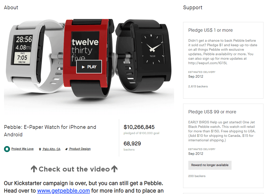 Pebble E Paper Watch for iPhone and Android