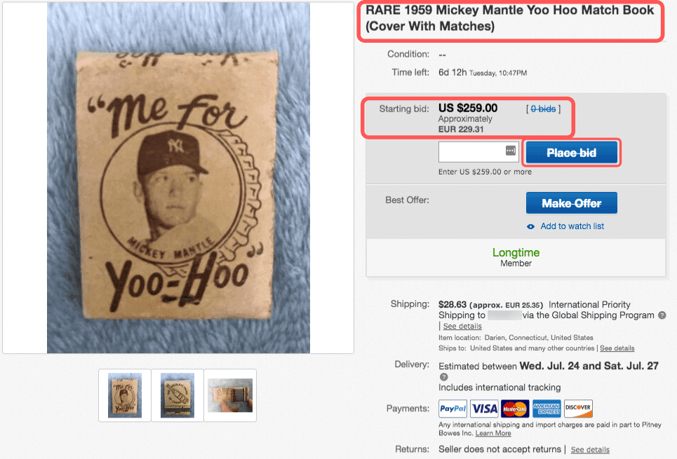 Rare Item Sold on eBay