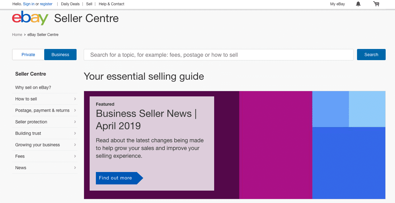 eBay Seller Centre