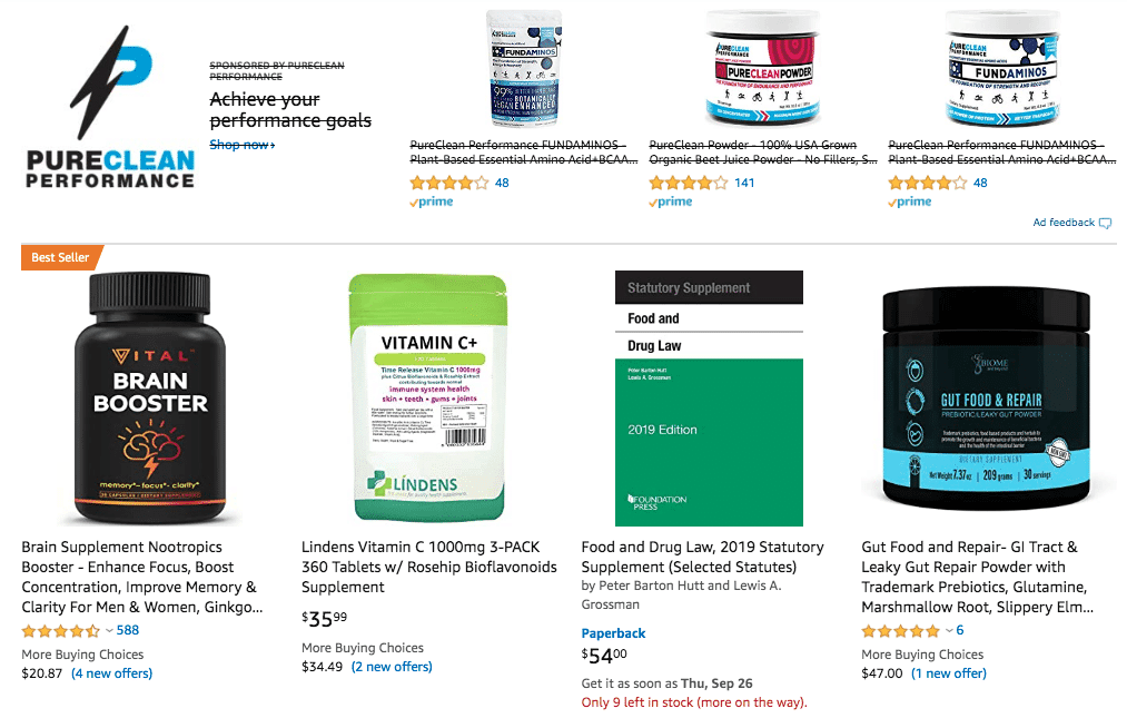 Food Supplements on Amazon