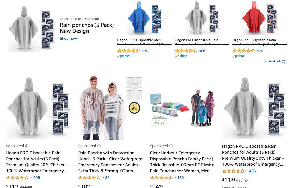 Rain Ponchos on Amazon