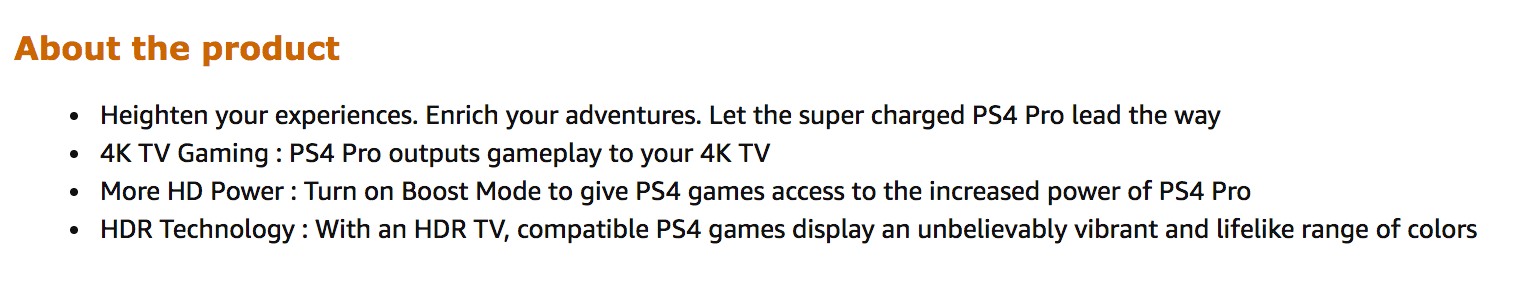 Amazon Product Discription Bullet Points