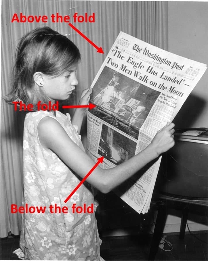 above the fold newspaper article marketing sherpa