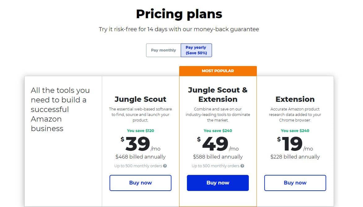 Jungle Scout Pricing Plans