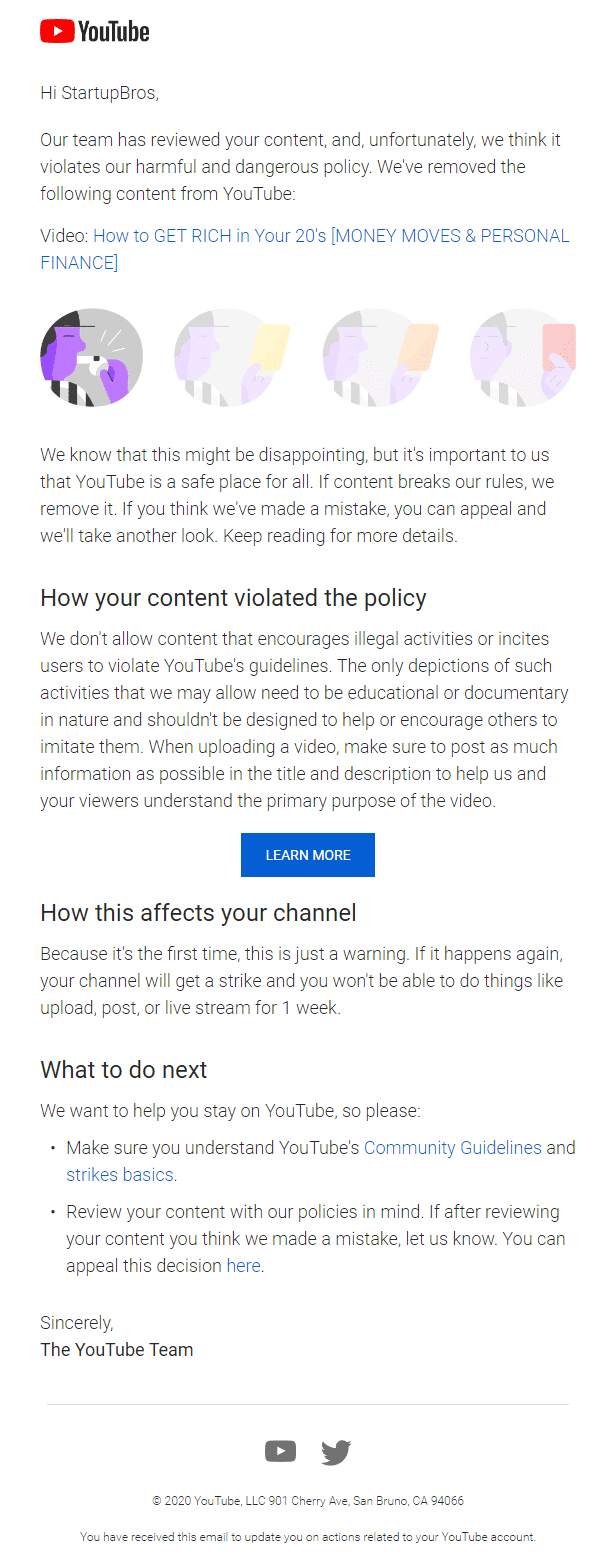youtube community guidelines strike