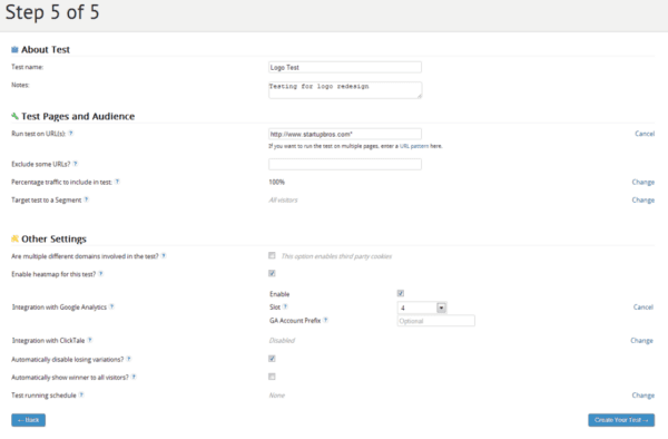 Logo Test Settings