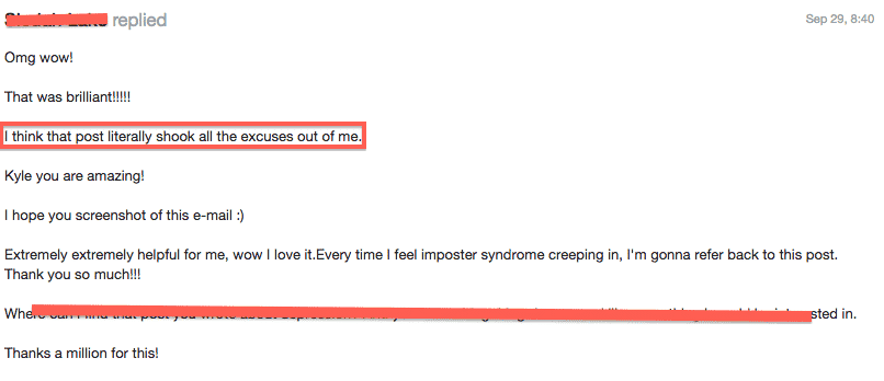 image of an email from a reader