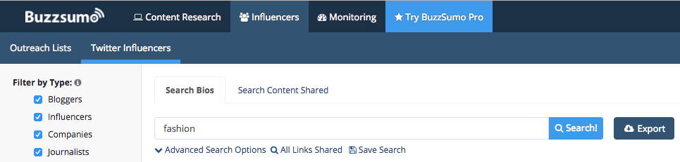 Buzzsumo Influence Marketing Research