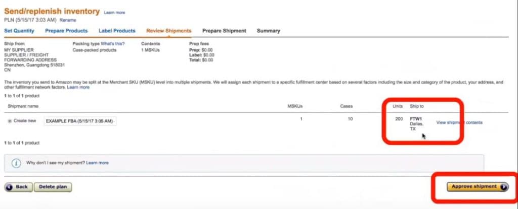 Creating Amazon FBA Shipping Plan - Where do you send your FBA shipment