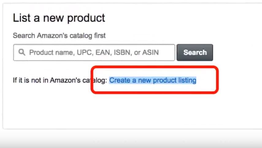 Click on create new product listing
