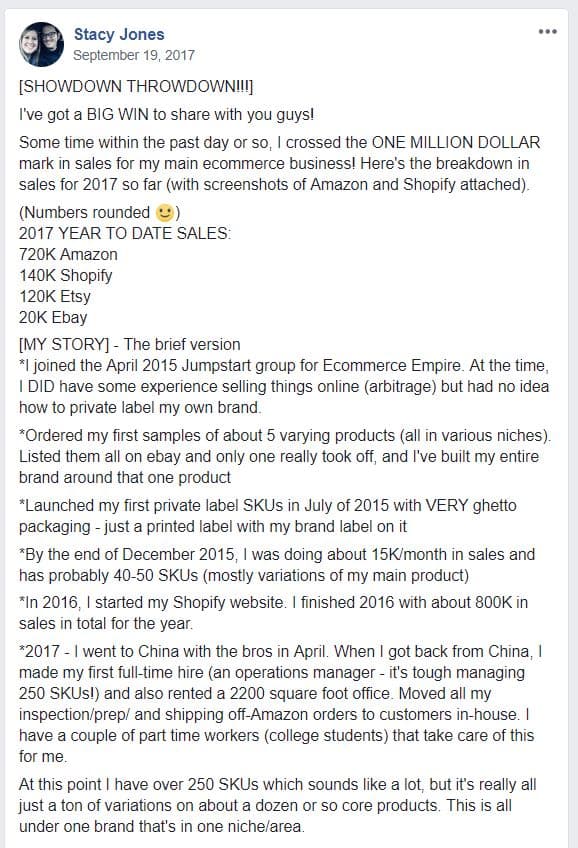 Stacy Jones Facebook Post 1 of 3