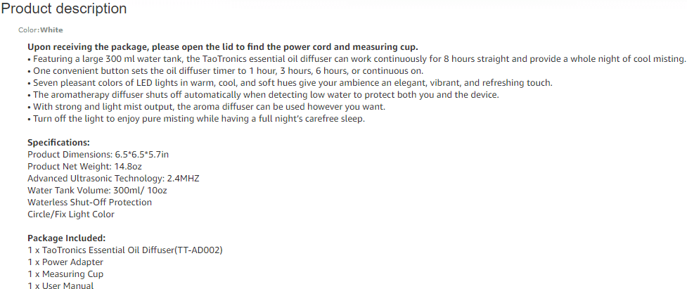 Amazon Product Descriptions