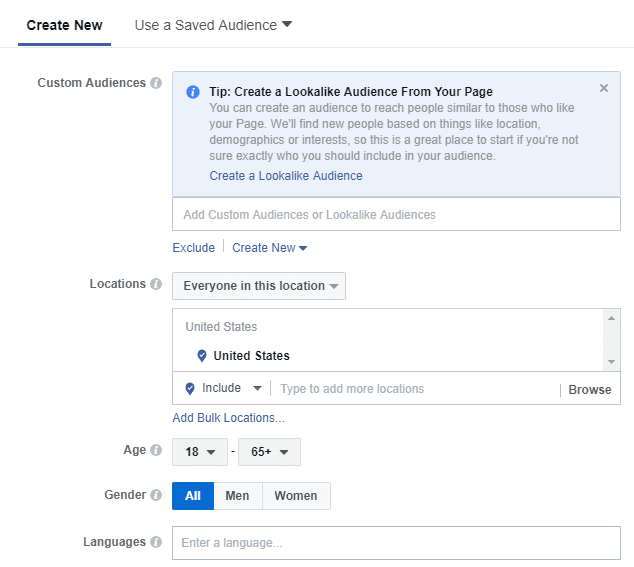 Facebook Ad Custom Audience for Product Promotions