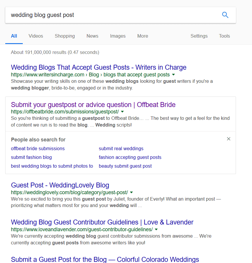 Examples to find guest posting opportunities