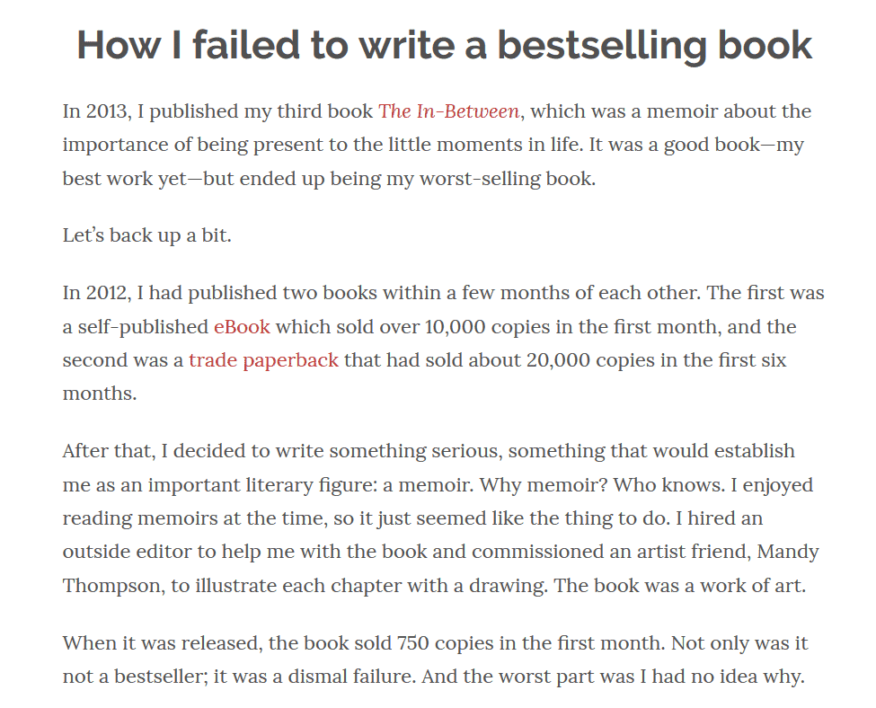Jeff Goins writes about failing his way to writing a best seller
