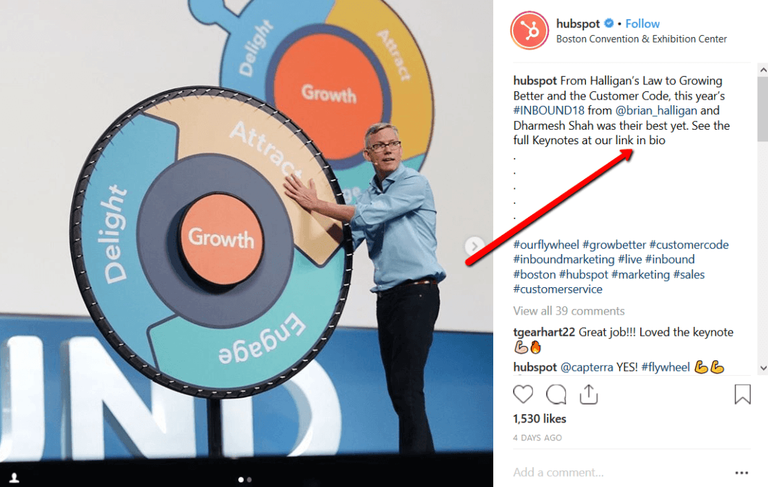 Use the link in the instagram bio to increase website traffic