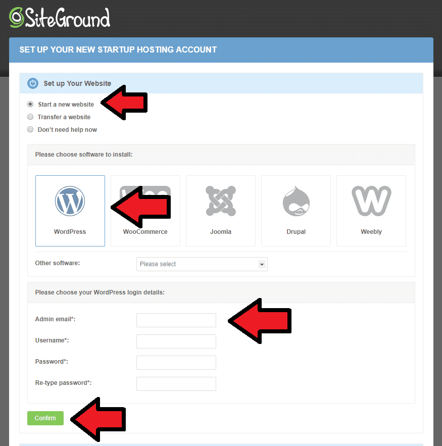 Choosing to set up wordpress account on hosting provider