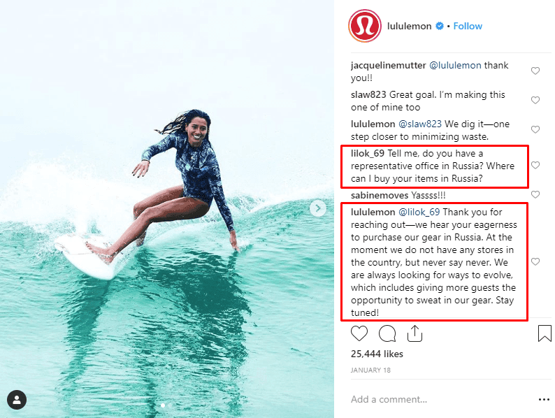 Communicating with customers who want to purchase from your instagram profile