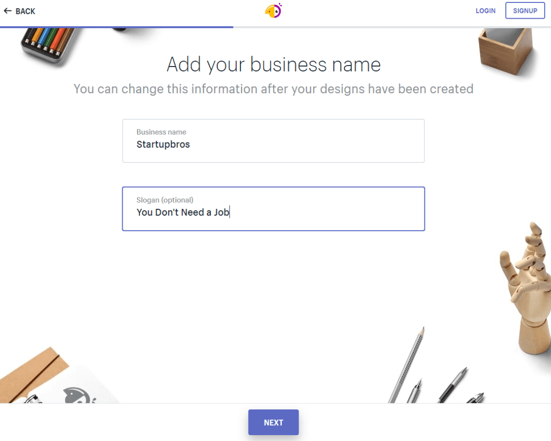 Hatchful - Shopify Logo Maker Adding Brand Name and Slogan