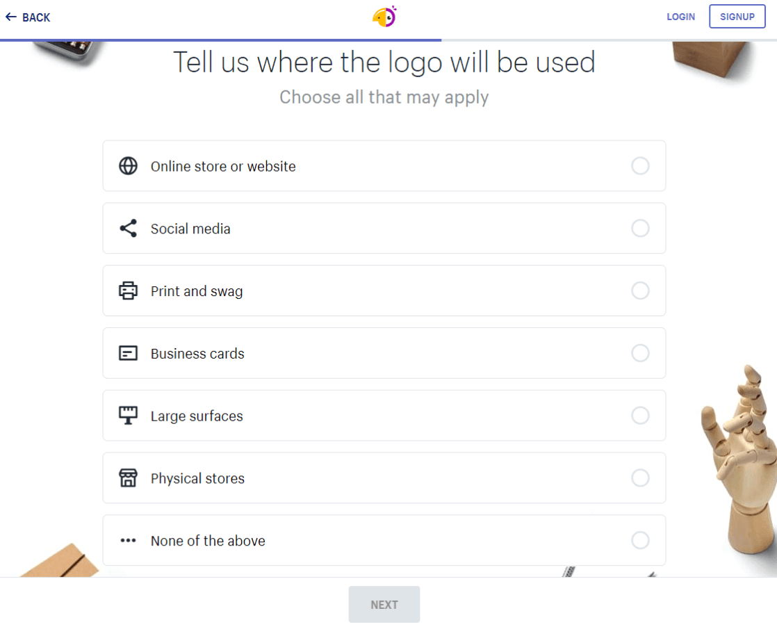 Hatchful - Shopify Logo Maker Choosing Where the logo will be used