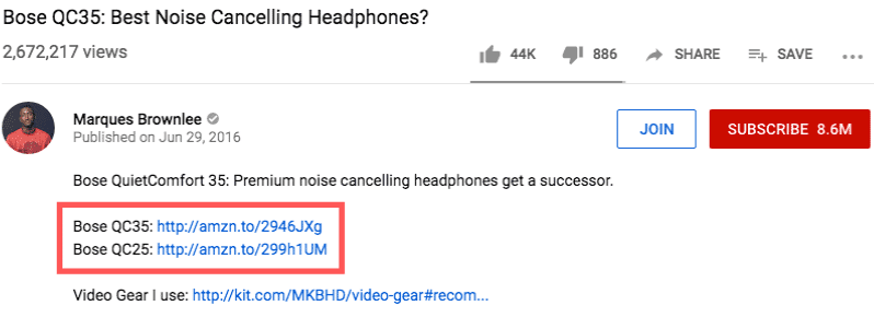 Amazon Affiliate Links on YouTube