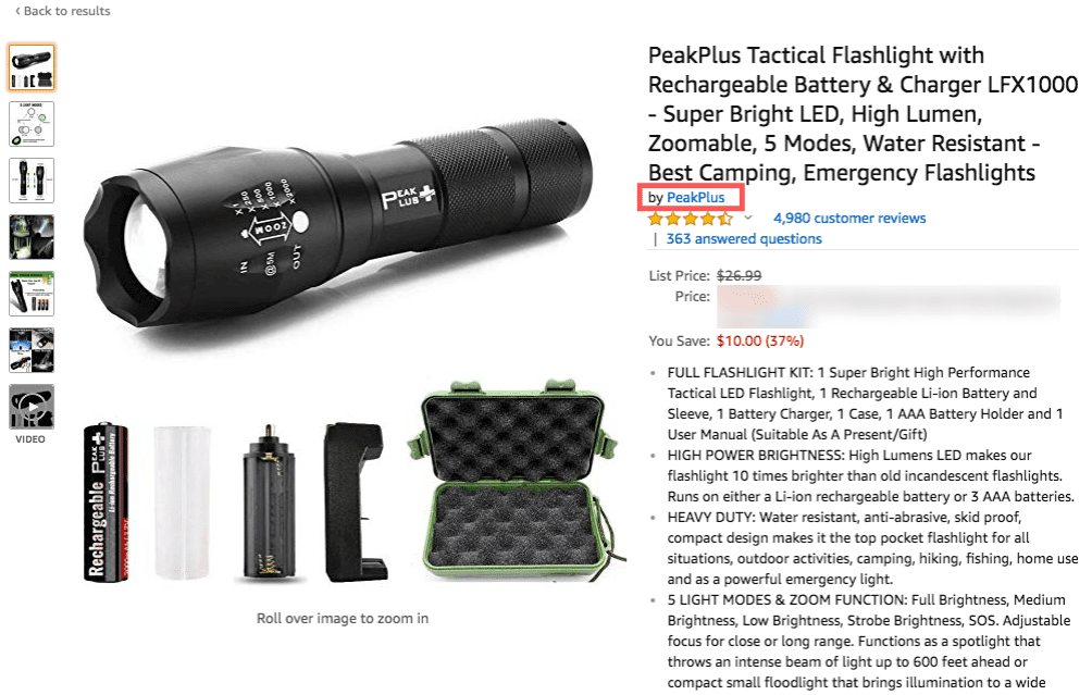 Fullfilment by Amazon Product redacted