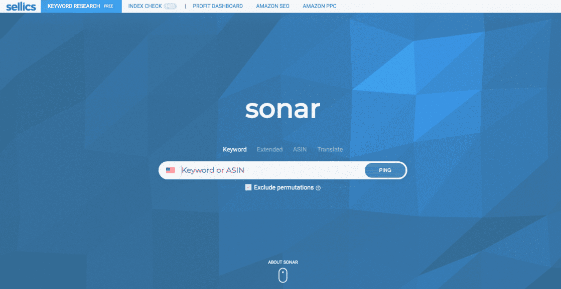 Sonar Amazon Keyword Tool Home Page